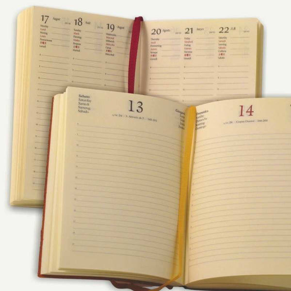Agenda Scolastica “Decoro Fiori” – Planner A5 (14,5 × 21 cm) 2025/26 in Pelle Made in Italy