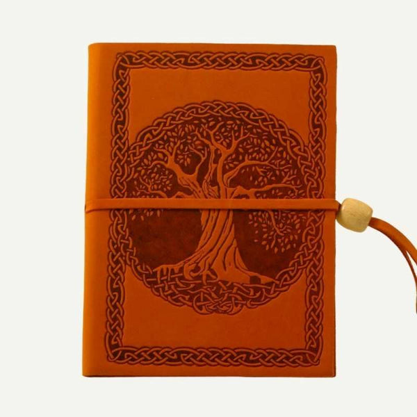Albero della vita quaderno artigianale in pelle arancio
