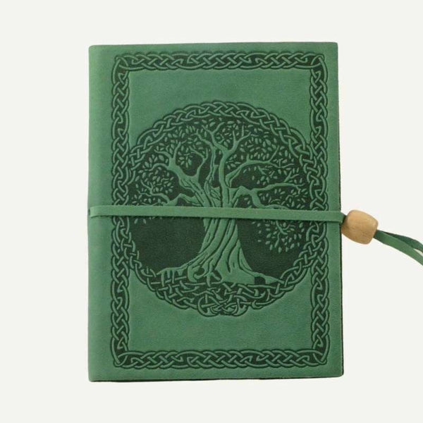 Quaderno artigianale in pelle Albero della Vita colore verde Personalizzabile